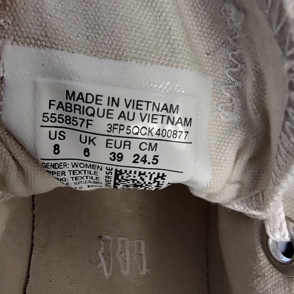 Converse Cream Woven •LOW TOP• Ladies Womens 8 Buff Sneakers. Bedazzled toe cap - Picture 6 of 6